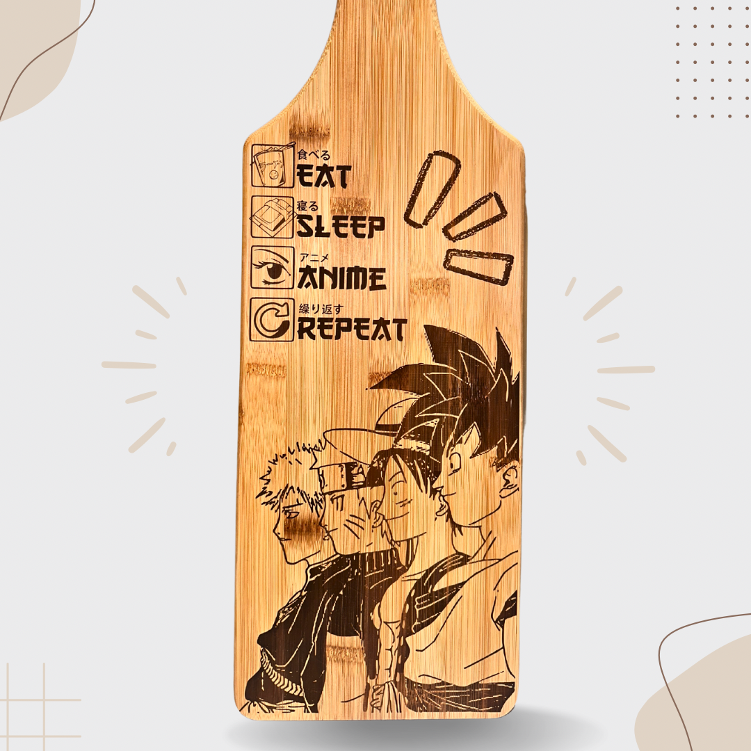 Eat Sleep Anime Repeat” Laser-Engraved Cutting Board – Perfect Gift for Anime Fans